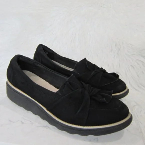 Clarks Shoes Clarks Sharon Dasher Black Suede Slip On Loafers - Main Image